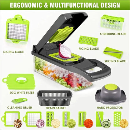 Vegetable Chopper 14 In 1 Multi Chopper, Veg Cutter, Multiple Functional One Piece Vegetable Chopper, 45% OFF