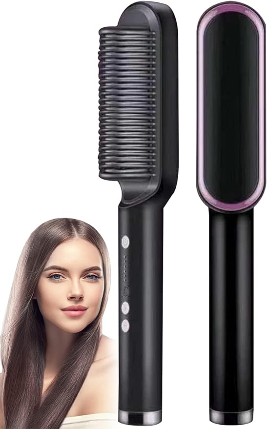 Hair Straightener Iron Brush Straight Hair Comb 2-in-1 Hair Straightener Curling Professional Styling Brush. 29% OFF