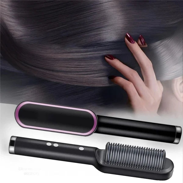 Hair Straightener Iron Brush Straight Hair Comb 2-in-1 Hair Straightener Curling Professional Styling Brush. 29% OFF